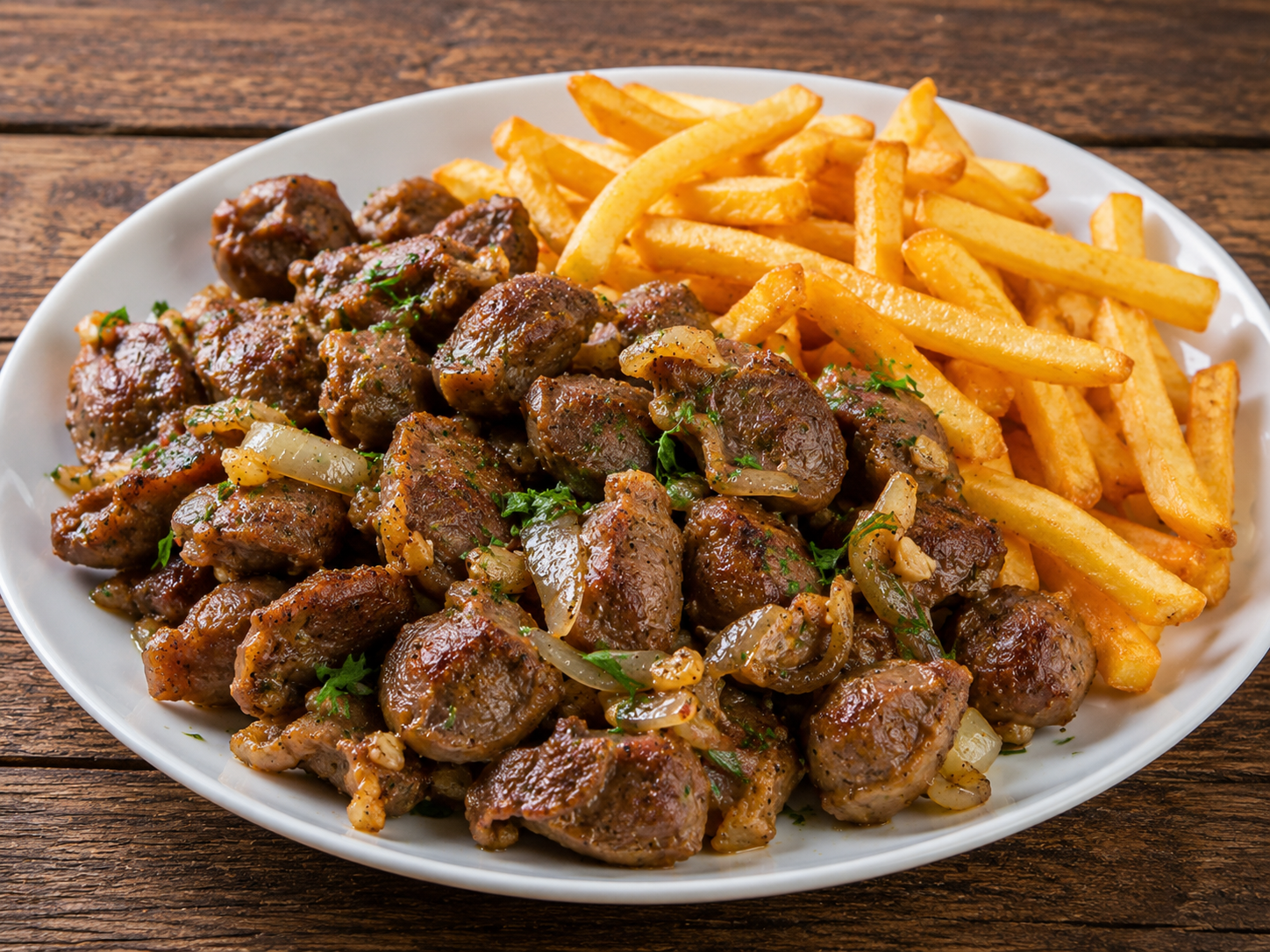Moelas com batatas fritas