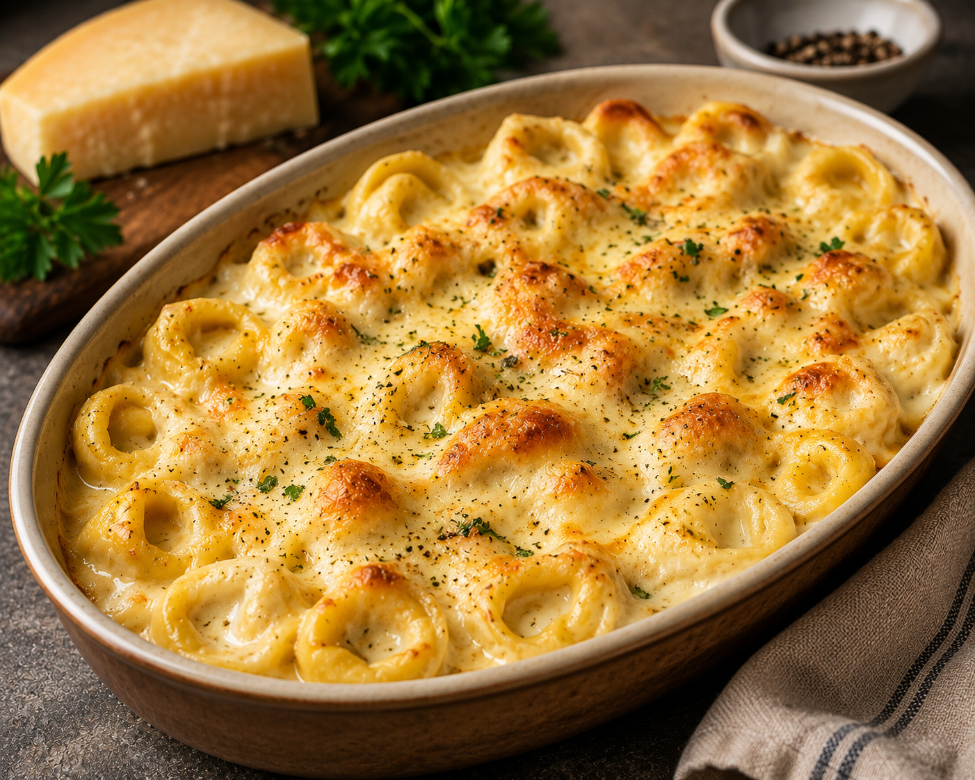 Tortellini à la crème gratinés